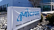 FILE. A sign marks the entrance of the Micron Technology automotive chip manufacturing plant in Manassas, Virginia, February 2022