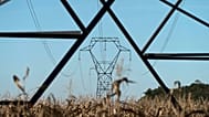Electricity poles outside Lyon, central France.