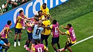 Gonzalo Plata (19) de Ecuador celebra su gol que puso a su equipo por delante en el marcador durante el partido de la Copa del Mundo contra Alemania, el 25 de junio de 2026.