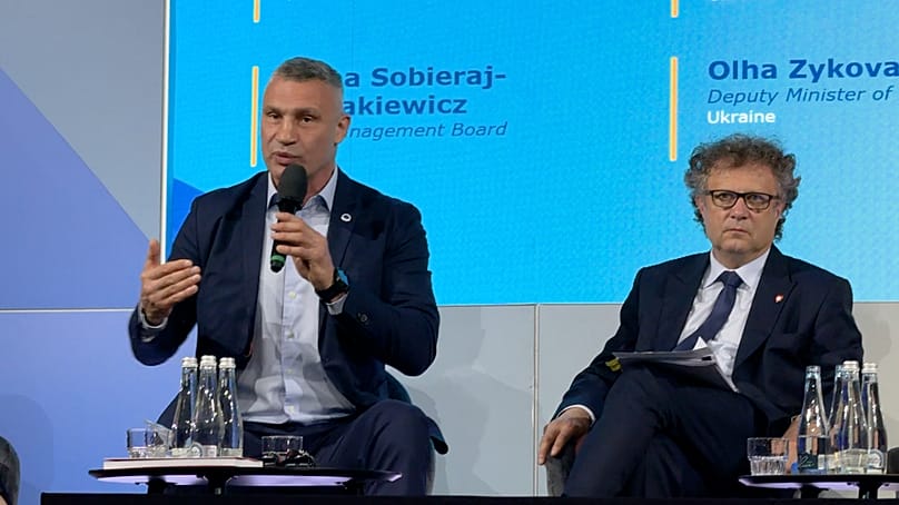 WItalij Kliczko podczas panelu na Konferencji Odbudowy Ukrainy (URC) w Gdańsku, 26.06.2026