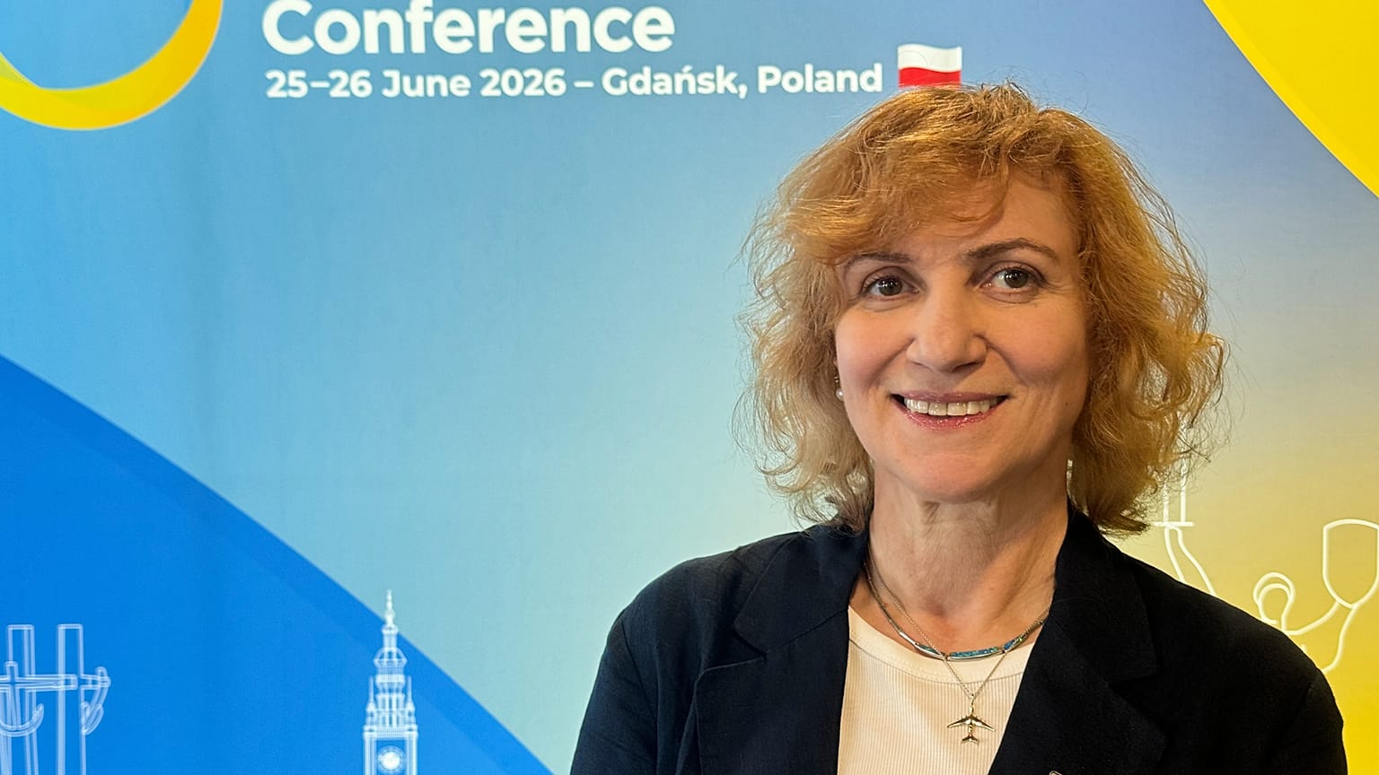 Inna Pidluska z International Renaissance Foundation na Konferencji Odbudowy Ukrainy w Gdańsku, 26.06.2026 r.