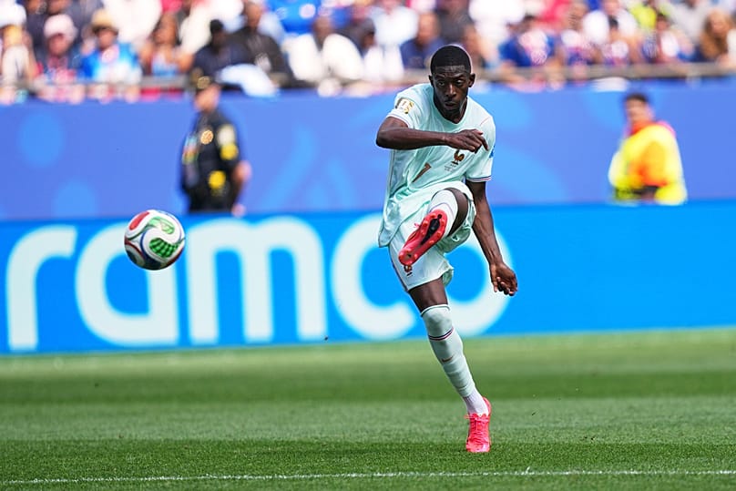 Ousmane Dembele lors de son second but à la 19e minute