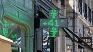 Eine Apothekenanzeige zeigt am Dienstag, 23. Juni 2026, in Bordeaux im Südwesten Frankreichs 41 Grad Celsius (105,8 Grad Fahrenheit).