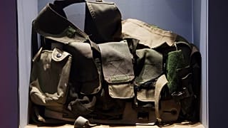 Combat vest worn by Lt. Col. Yonatan Netanyahu, the only Israeli commando killed during the 1976 Entebbe hostage rescue operation.