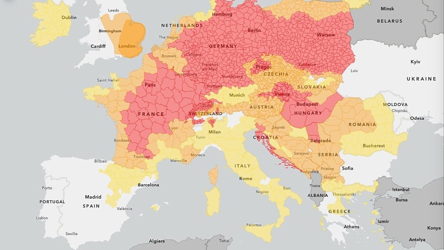 Ola de calor en Europa, 27 de junio de 2026