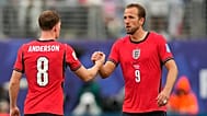 England's Harry Kane (9) and England's Elliot Anderson (8) celebrate after the World Cup Group L soccer match between Panama and England in East Rutherford, N.J.
