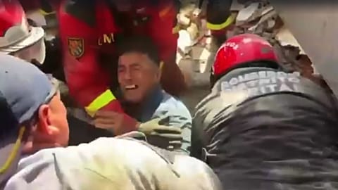 Joy as man pulled from the rubble caused by the Venezuelan quakes
