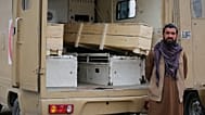 An ambulance carrying the coffins of alleged victims of airstrike in Kabul, Afghanistan, Tuesday, March 17, 2026