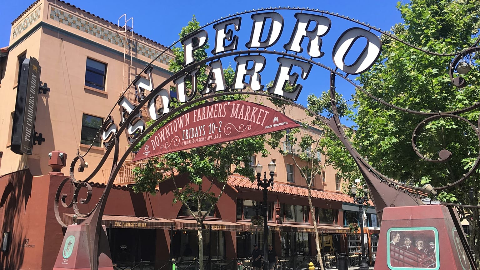 The entrance to the San Pedro Square area in San Jose, 3 June, 2018