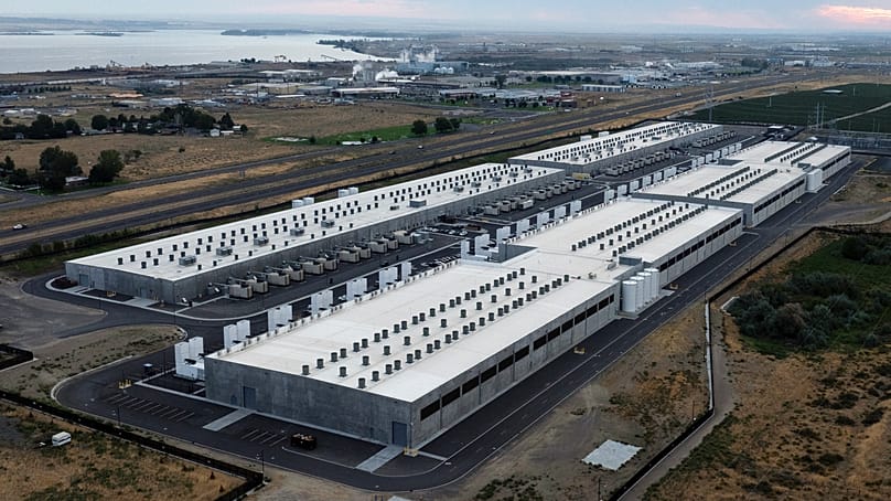 ARCHIVES. Centre de données Amazon Web Services à Boardman, Oregon, août 2024