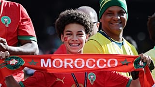 Ein marokkanischer Fan reagiert vor dem WM-Gruppenspiel der Gruppe C zwischen Brasilien und Marokko in East Rutherford nahe New York am Samstag, 13. Juni 2026.