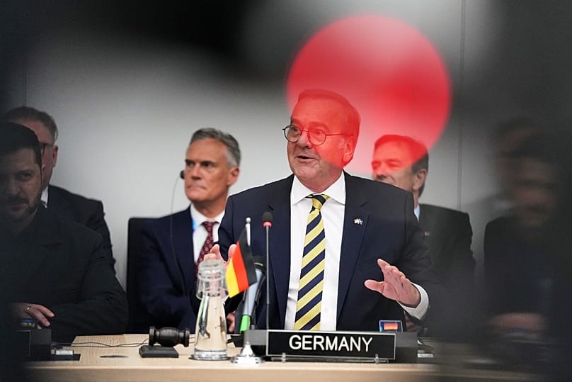 Germany's Defence Minister Boris Pistorius speaks during a meeting at NATO headquarters in Brussels, 18 June, 2026