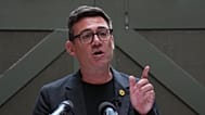 Labour party's Andy Burnham gestures as he delivers a speech at the People's History Museum in Manchester, England, Monday, June 29, 2026.