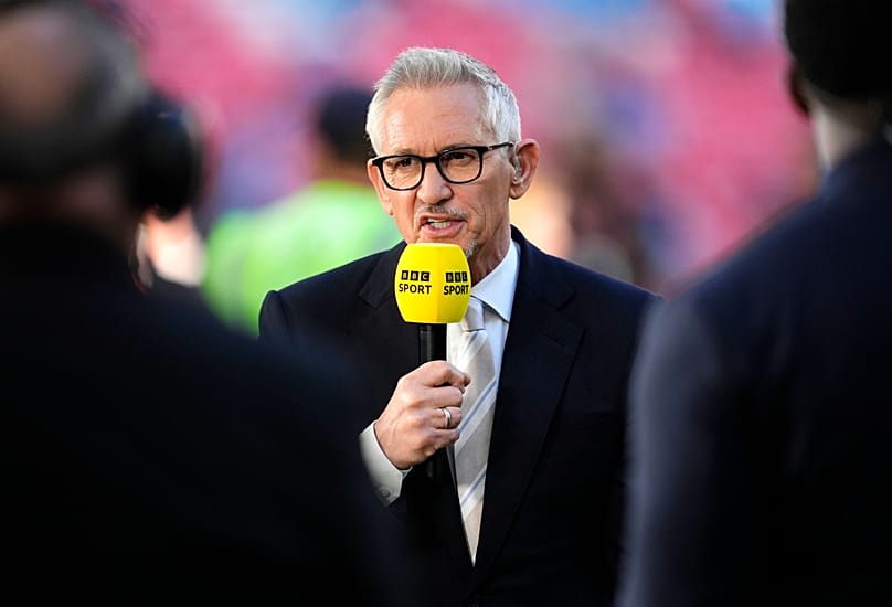 BBC-Experte und englischer 80er-Jahre-Topstürmer Gary Lineker, Wembley Stadion London, 17. Mai 2025 (Nick Potts/PA via AP)