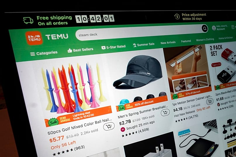 une page du site web de Temu.