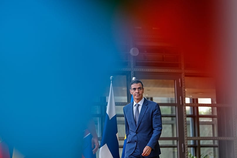 Spain's Prime Minister Pedro Sánchez arrives for the EU summit in Brussels, 18 June, 2026