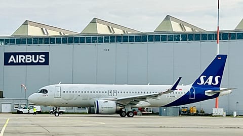 FILE. Airbus A320neo leased by Aviation Capital Group to Scandinavian Airlines, 2023
