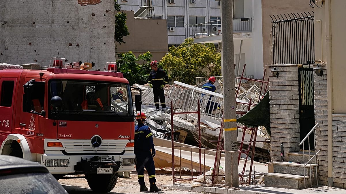 At least four trapped after apartment block collapses in Athens, fire brigade says