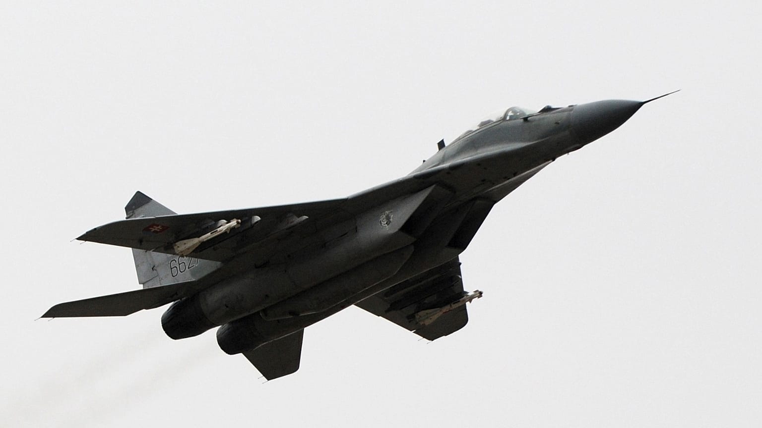 FILE - A view of a MiG-29 aircraft at Sliac Air Base, in Sliac, Slovakia, Feb. 29, 2008