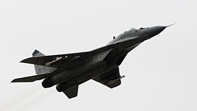FILE - A view of a MiG-29 aircraft at Sliac Air Base, in Sliac, Slovakia, Feb. 29, 2008