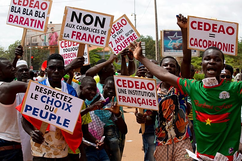 Supporters of Burkina Faso’s junta in the streets of Ouagadougou, 4 October, 2022