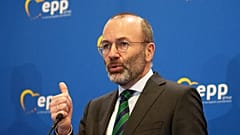 Germany's Manfred Weber, head of the Group of the European People's Party, speaks during a press conference in Bucharest, Romania, Wednesday, March 6, 2024. 