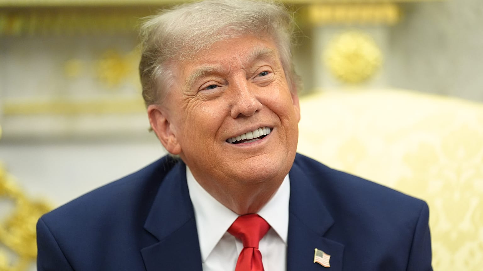 US President Donald Trump smiles as he meets with NATO Secretary General Mark Rutte in the Oval Office at the White House, 24 June 2026