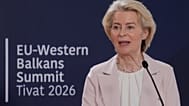 European Commission President Ursula von der Leyen talks to the media after the EU-Western Balkans summit in the Montenegrin coastal town of Tivat, Friday, June 5, 2026. 