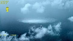 The gas leak in the Baltic Sea from Nord Stream photographed from the Swedish Coast Guard's aircraft, 27 September, 2022