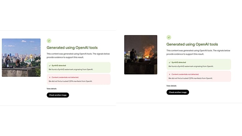 Photos claiming to show photographers waiting to take photos of a strike hitting the Kyiv-Pechersk Lavra are AI-generated. 