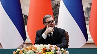 Serbian President Aleksandar Vucic attends in Beijing China on Monday, May 25, 2026.