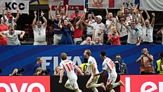 يحتفل لاعب الوسط الإنجليزي هاري كين بتسجيل الهدف الافتتاحي لفريقه ضد الكونغو خلال مباراة كأس العالم 32 لكرة القدم في أتلانتا، الأربعاء 1 يوليو 2026.