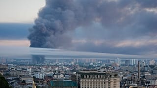 Smoke rises over the city center after a Russian attack on Kyiv, Ukraine, Thursday, July 2, 2026.