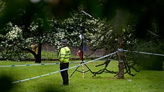 A policeman stands guard in Grenfell Park in Maidenhead, 22 May, 2024