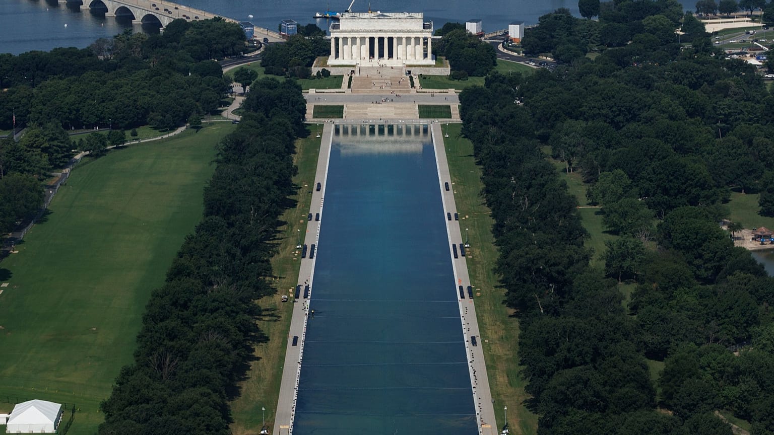 The Lincoln Memorial Reflecting Pool in Washington, 1 July, 2026