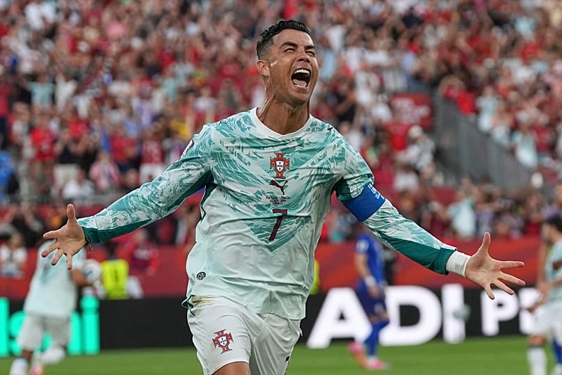 Cristiano Ronaldo jubelt nach seinem verwandelten Elfmeter gegen Kroatien bei der WM 2026 in Toronto