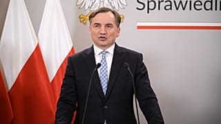 Konferencja ówczesnego ministra sprawiedliwości Polski Zbigniewa Ziobry