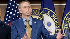 Rep. Sean Casten, D-Ill., speaks during a press conference regarding the Taxpayer Date Protection Act, on Capitol Hill, Thursday, Feb. 6, 2025, in Washington.