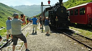 The steam trains now operate exclusively as a tourist attraction in the summers between the stations of Realp and Oberwald