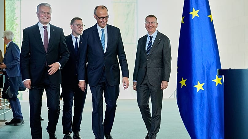 Merz empfängt die Staats- und Regierungschefs der baltischen Staaten in Berlin.