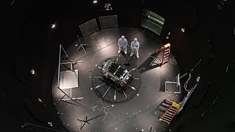 This photo provided by NASA shows Kieran Wilson and Hunter Robertson, a space systems engineer, at NASA’s Goddard Space Flight Center in Greenbelt, Md., April 17, 2026