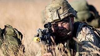 A US paratrooper near the capital of Vilnius, Lithuania, 2018.