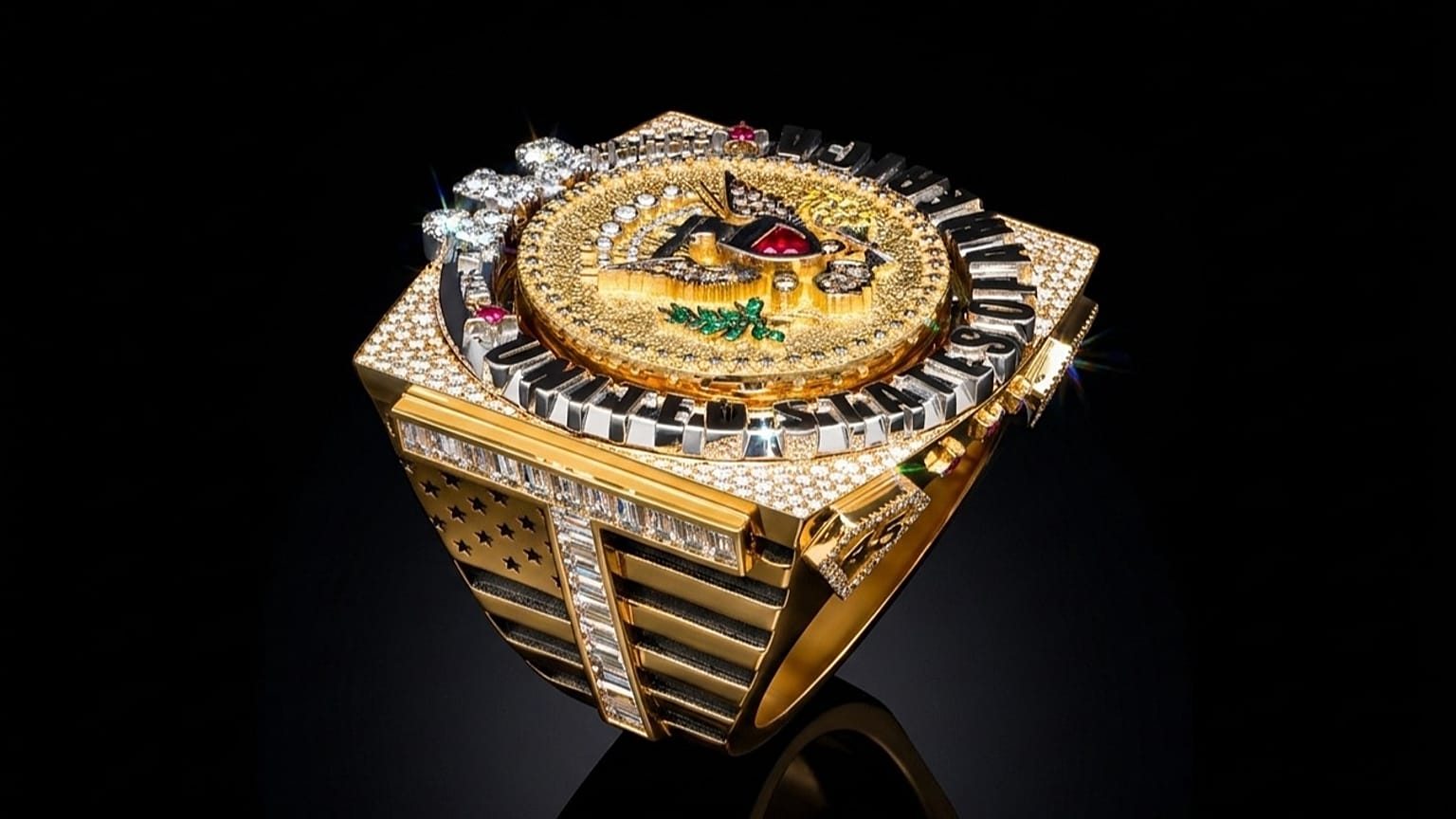 A ring designed for US President Donald Trump and crafted by Antwerp diamond designer David Gotlib, 30 June, 2026