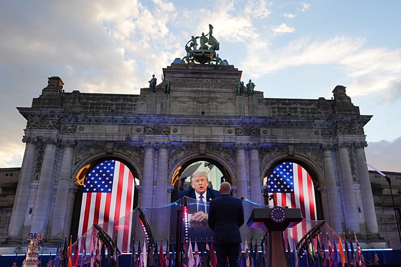 A pre-recorded address by US President Donald Trump during the America 250 event in Brussels, 28 June, 2026
