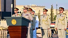 Ο Αιγύπτιος πρόεδρος Αμπντέλ Φατάχ αλ-Σίσι κατά τα εγκαίνια του νέου Στρατηγείου Διοίκησης στη Νέα Διοικητική Πρωτεύουσα της Αιγύπτου.