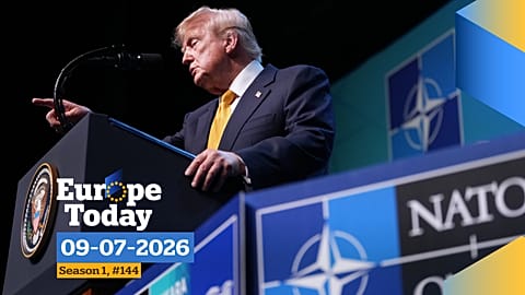 Donald Trump amerikai elnök sajtóértekezleten szólal fel a NATO-csúcstalálkozón Ankarában, Törökországban 2026. július 8-án, szerdán.