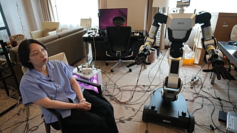 Hyemin Cho, RX Consultant at RLWRLD, speaks during an interview with The Associated Press in Seoul, South Korea, 28 April 2026