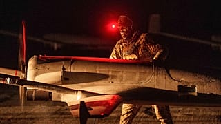 FILE: A Ukrainian serviceman of the 14th Separate Unmanned Aerial Systems Regiment prepares a long-range An-196 Liutyi drone before takeoff from an undisclosed location.