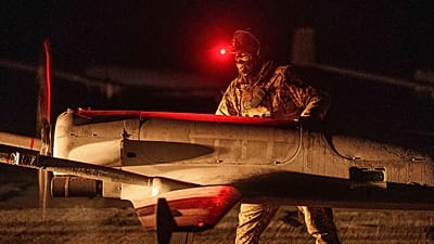 FILE: A Ukrainian serviceman of the 14th Separate Unmanned Aerial Systems Regiment prepares a long-range An-196 Liutyi drone before takeoff from an undisclosed location.