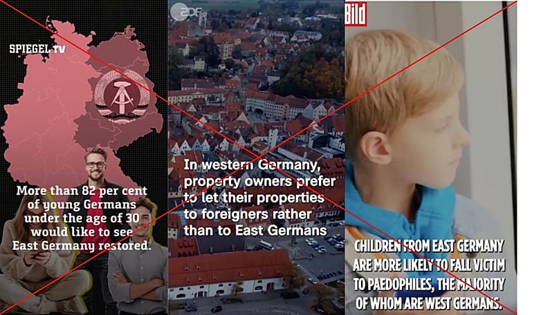 Falsified news reports mimic the branding of German media outlets. 
